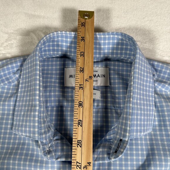 Mizzen Main Shirt Men Size XXL Plaid Blue Trim Fit Long Sleeve Made in USA - Picture 5 of 10